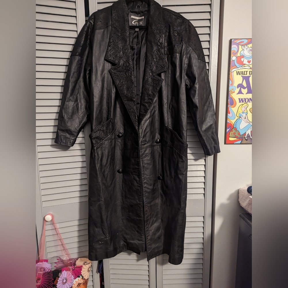 Black Leather Trench Coat